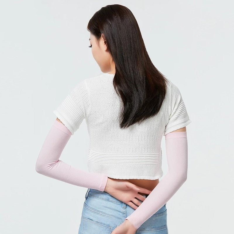 1 Cặp Găng Tay Dài Bằng Lụa Lạnh Chống Nắng Tia UV Đi Xe Đạp Ngoài Trời Cho Nam Nữ