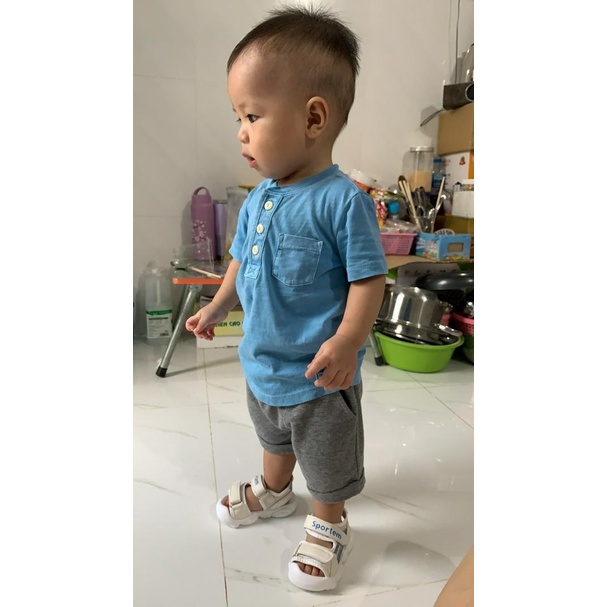 Sandal tập đi cho bé - Dép sandal quai ngang phối nhũ xinh xắn đế gấu chống trơn trượt cho bé trai bé gái mới nhất M6606