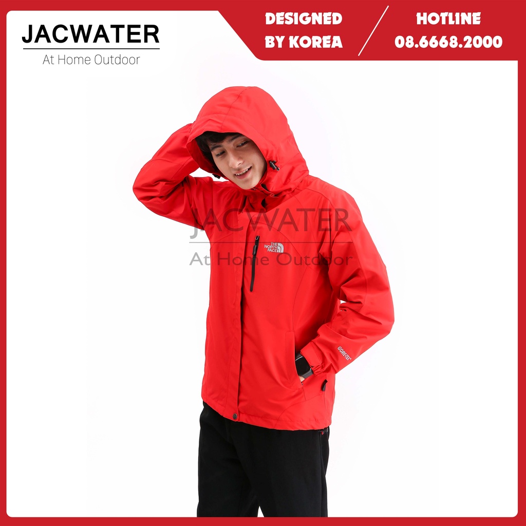 Áo khoác gió nam nữ 2 lớp trượt nước màu trơn, vải gore tex thể thao JACWATER V352