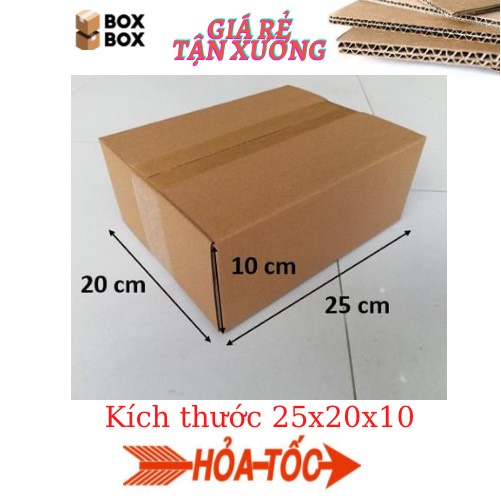 Combo 50 thùng hộp carton bìa giấy đóng gói hàng kích thước 25X20X10 giá rẻ tận xưởng giao hỏa tốc nhận hàng ngay