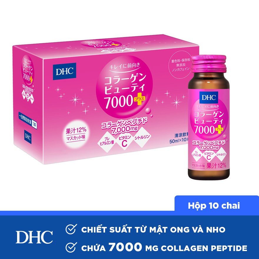 [Mã FMCGMALL giảm 8% đơn 250k] Collagen nước DHC Nhật Bản Collagen Beauty 7000 Plus 500ml (50ml x10 lọ/ hộp)