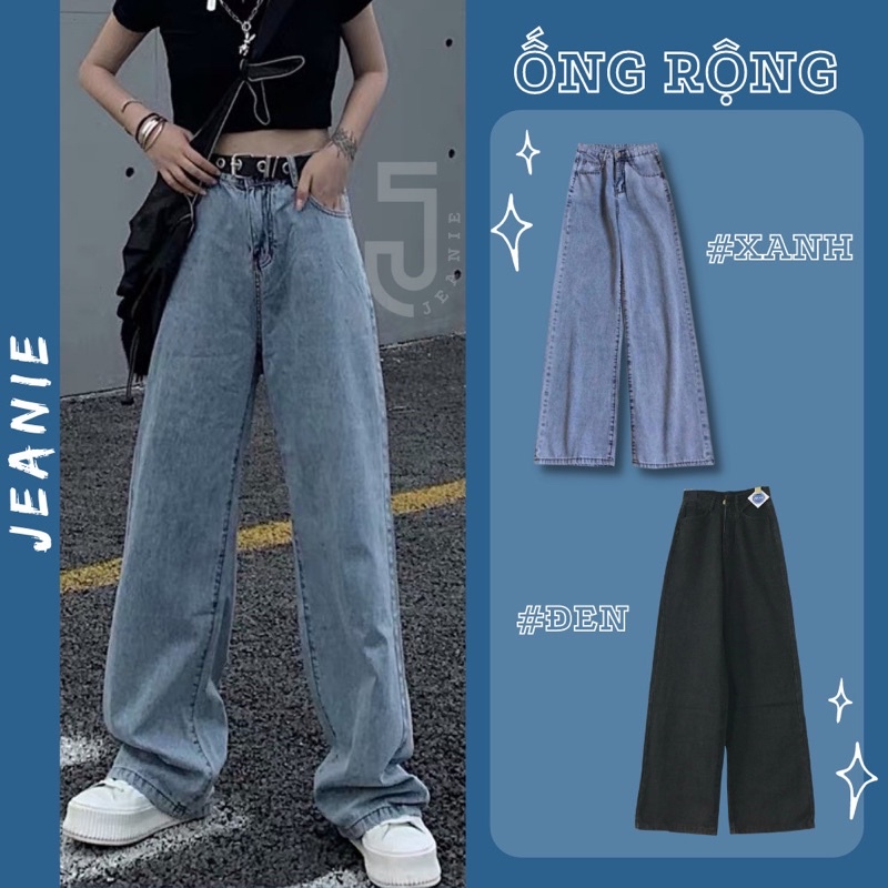 Quần jeans suông JEANIE, quần bò ống rộng nữ 002