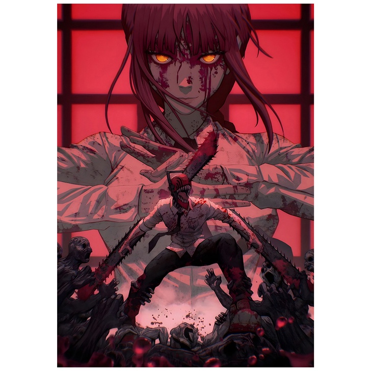 Poster Phim Hoạt Hình chainsaw man Phong Cách retro Trang Trí Nội Thất