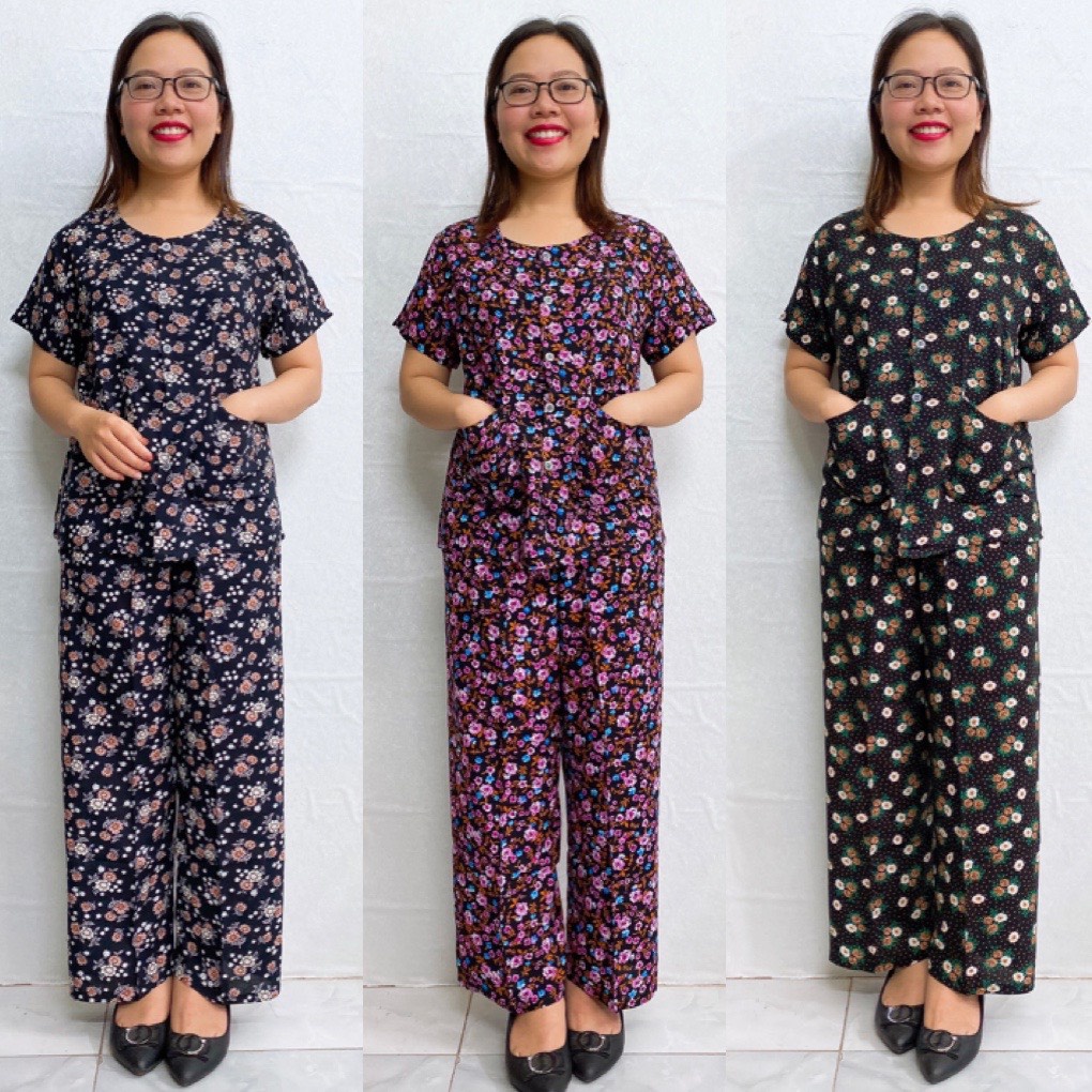 Bộ Đồ Trung Niên- Bộ Lanh Cài cúc Quần Dài tay  cộc cho người già