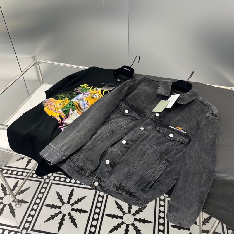 Áo khoác denim thời trang mẫu mới thương hiệu Balenciaga cao cấp