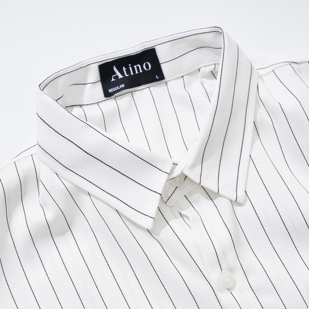 Áo Sơ Mi Cộc Tay Nam Kẻ ATINO Vải Cotton mềm mịn thoáng mát Form Regular SM4.4999