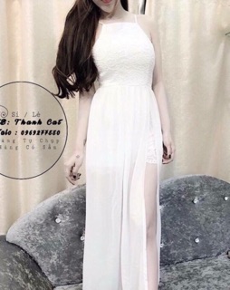 Đầm maxi voan phối ren