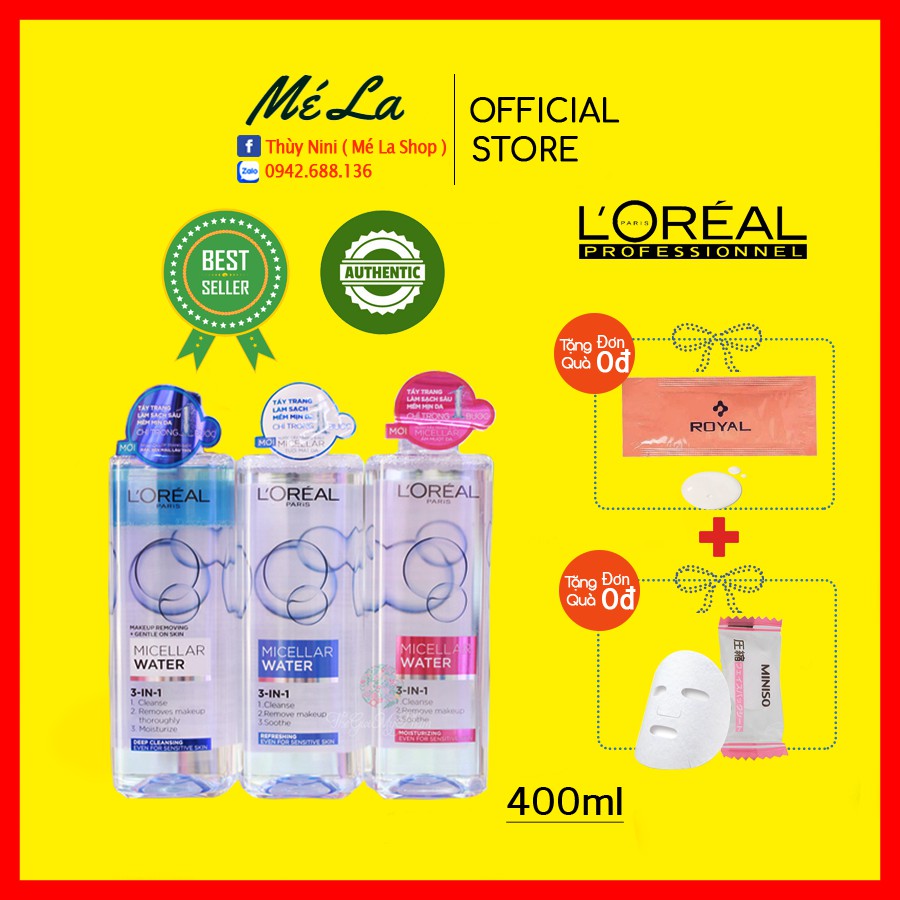 ✅[NHẬP KHẨU] Nước Tẩy Trang Loreal - L'Oreal Paris 3-in-1 Micellar Water