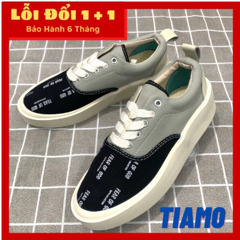 giày thể thao TIAMO mã V.a.n.s f.org xám đen trắng thấp cổ mẫu mới 2021