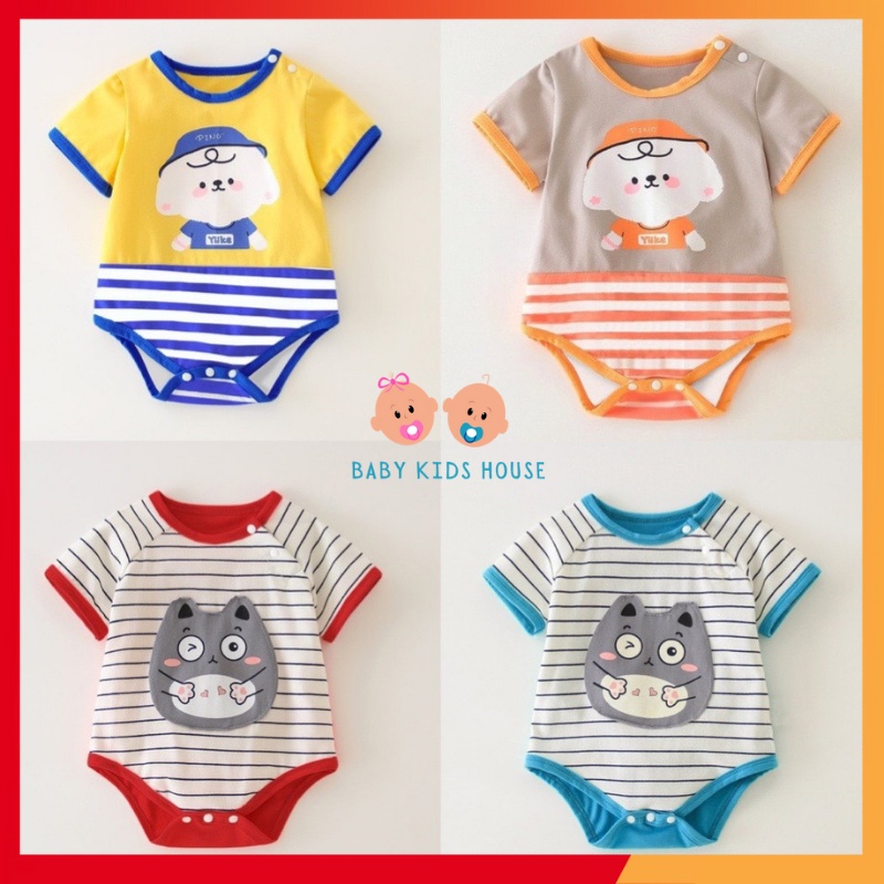 Bodysuit kẻ cho bé trai bé gái MẪU MỚI quần áo trẻ em hè sơ sinh vải 100% Cotton mềm mịn từ 3-12kg