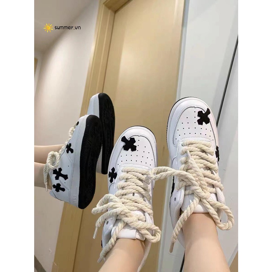 Huayue Giày Trắng Nhỏ Thoáng Khí Đế Dày Tăng Chiều Cao Thiết Kế Niche Dễ Phối Đồ Phong Cách Harajuku Mùa Hè Cho Nữ