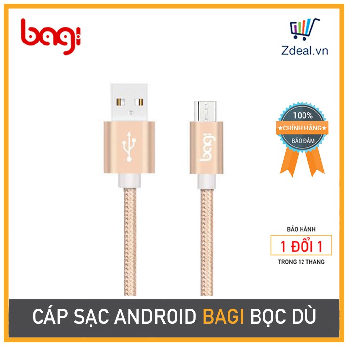 DÂY SẠC NHANH MICRO BAGI. BỌC DÙ, ĐU KHÔNG ĐỨT.