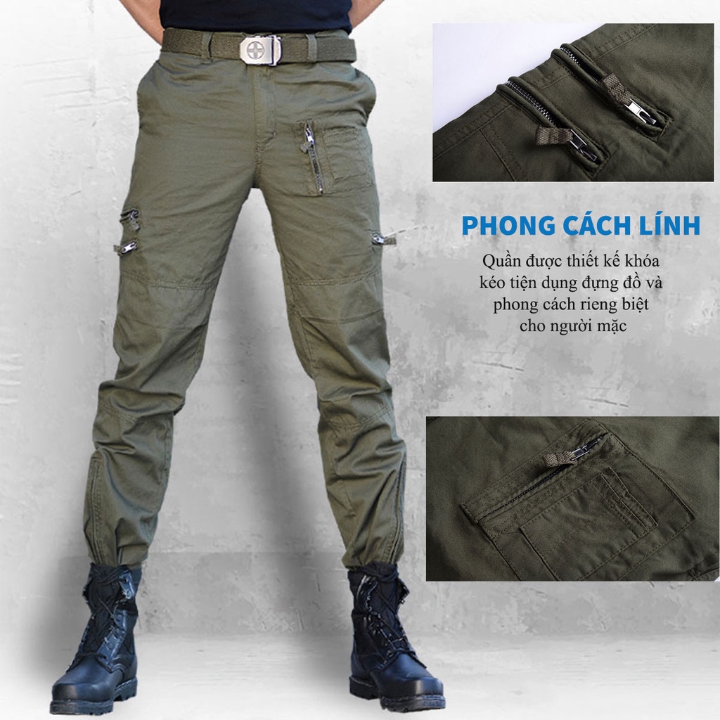 Quần Kaki Túi Hộp Nam Phong Cách Phượt Cực Ngầu Chuyên Phượt, Dã Ngoại, Thường Ngày