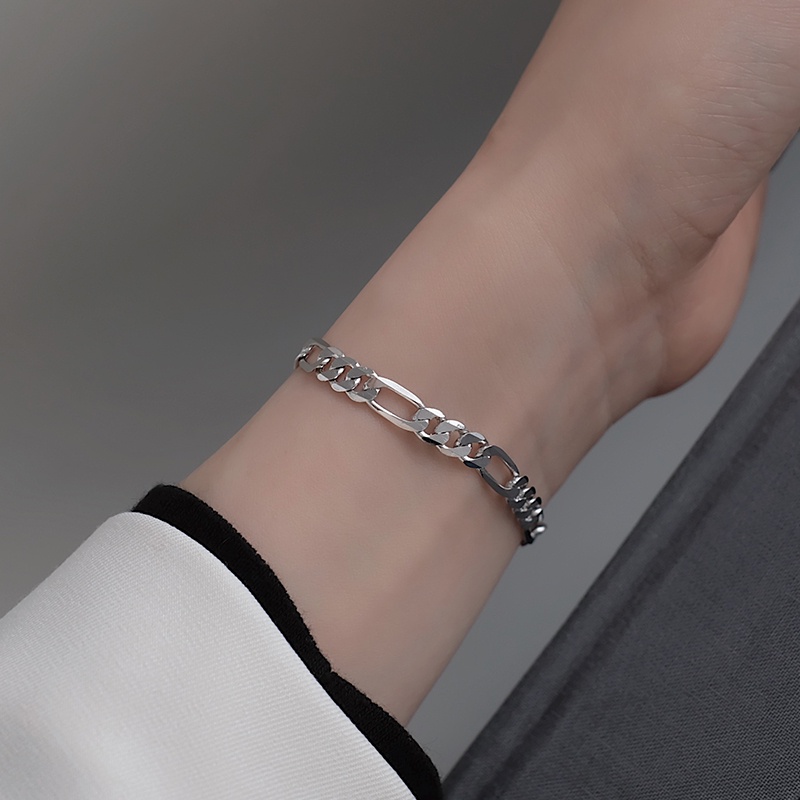 1 Vòng Tay Dây Xích Bằng Bạc Thời Trang Đường Phố Unisex