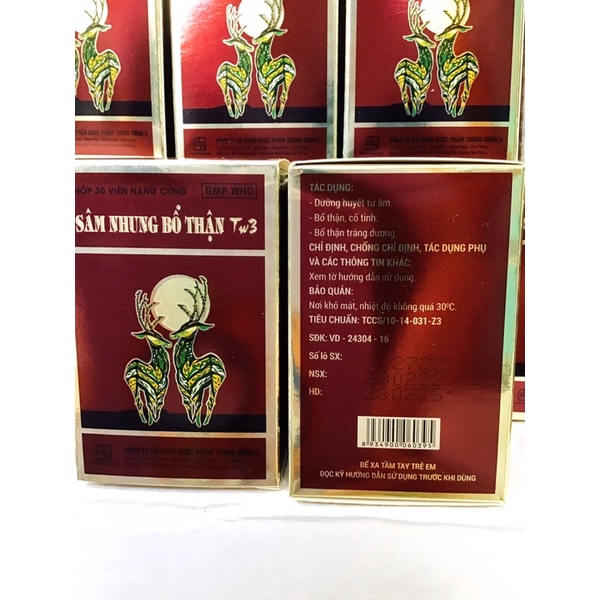 (CHÍNH HÃNG) SÂM NHUNG BỔ THẬN TW3 , hộp 30 viên.