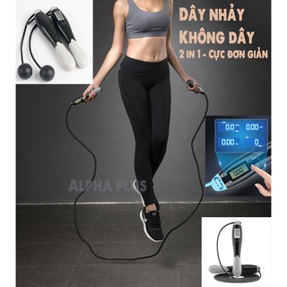 Dây nhảy không dây đếm calo & km ( 2 in 1 - kèm cả dây ) bộ đếm điện tử tự động cao cấp dụng cụ tập gym giảm cân tại nhà