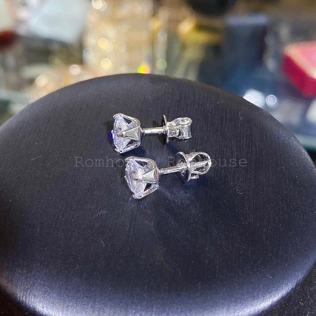 Bông tai nữ đính hột xoàn cao cấp cực sáng 6.3 ly và 7.2 ly cực sang chảnh