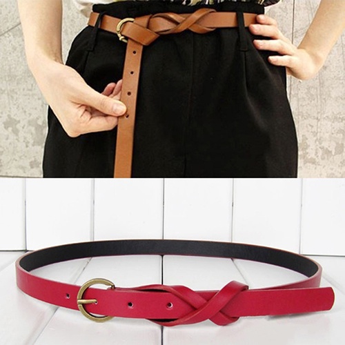 Thắt Lưng Giả Da Khóa Kim Loại Phong Cách Vintage Cho Nữ
