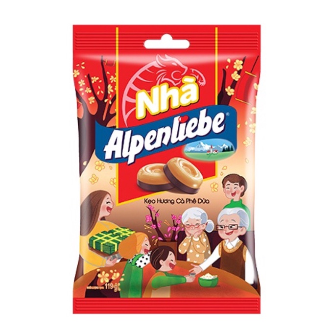 KẸO ALPENLIEBE HƯƠNG CÀ PHÊ DỪA GÓI 115,5G
