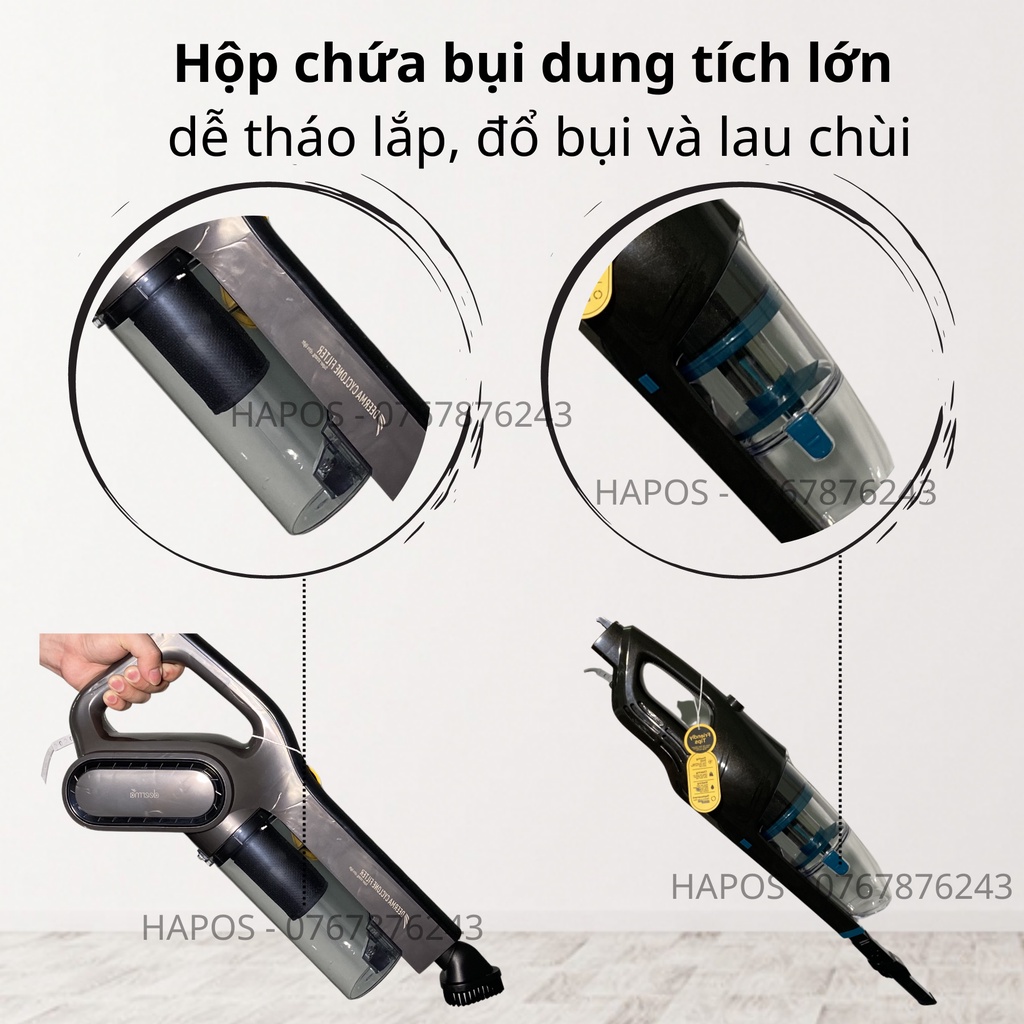 Máy hút bụi cầm tay Deerma mini thông minh, hút bụi giường nệm ô tô lông chó mèo DX115C DX118C DX700 DX900- HAPOS | BigBuy360 - bigbuy360.vn