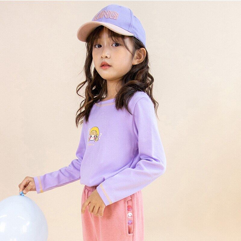 Áo Thun Tay Dài Bằng Cotton In Họa Tiết Hoạt Hình Thời Trang Xuân Thu Cho Bé Gái 3-9 Tuổi