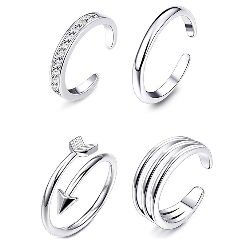 Set 4 Nhẫn Đeo Ngón Chân Thiết Kế Đơn Giản Cho Nữ