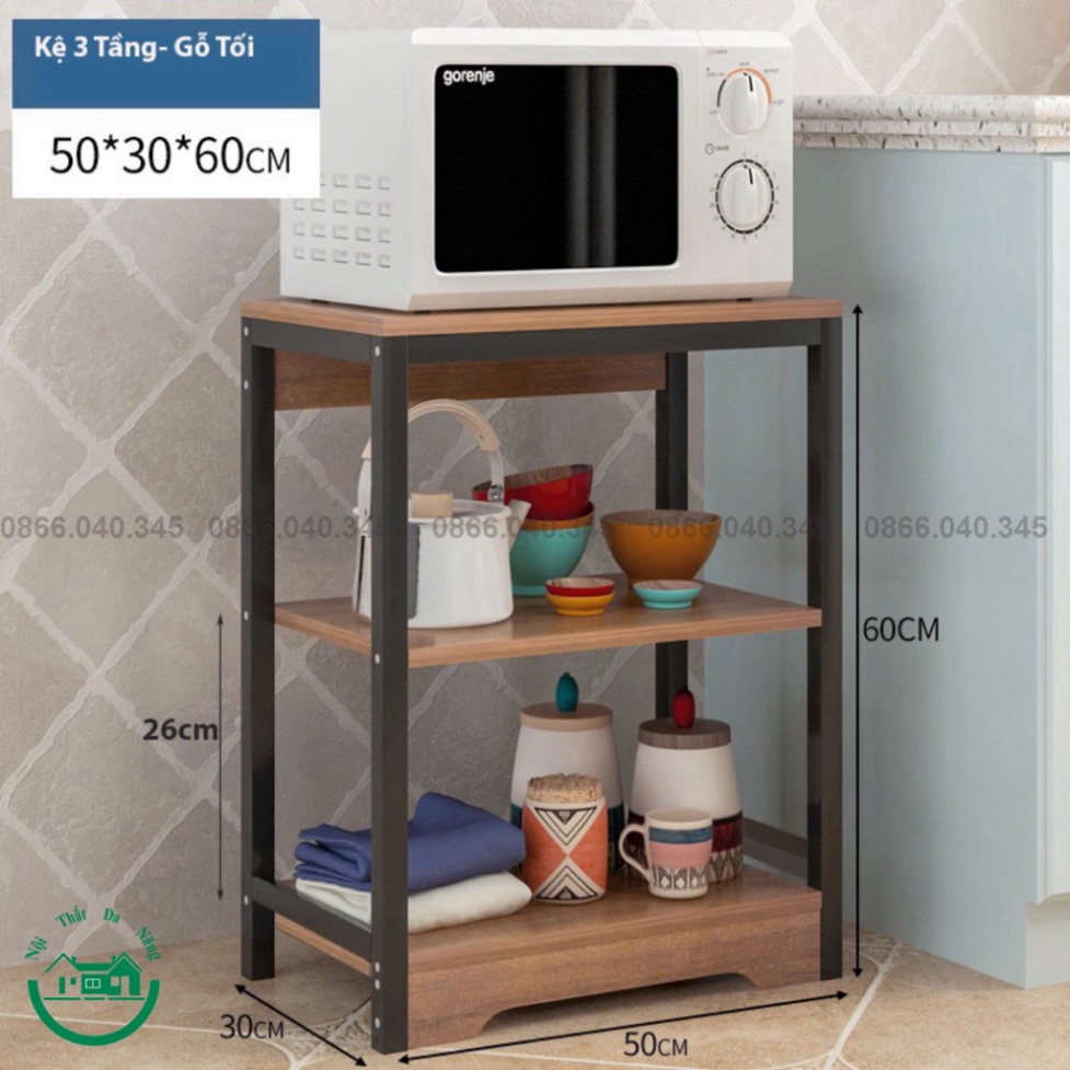 Kệ để lò vi sóng kệ bếp thông minh khung thép carbon cao cấp nhập khẩu kết hợp khay để rau củ quả có bánh xe di chuyển