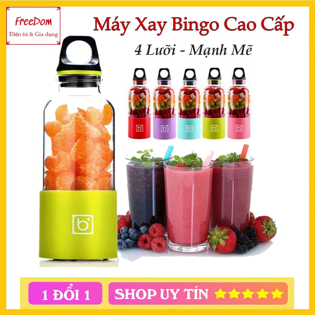 Máy Xay Sinh Tố Cầm Tay Mini Bingo - 4 Lưỡi Xay - Tiện Lợi - Cổng Sạc Usb Cao Cấp