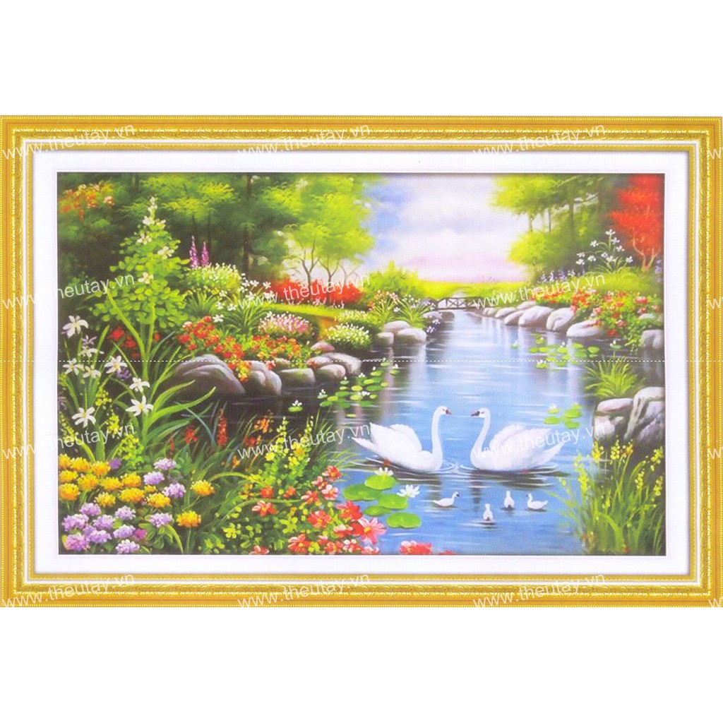 Tranh Thêu Chữ Thập (THÊU TOÀN BỘ) Hồ Thiên Nga A1177 (KHÁCH TỰ THÊU) KT:64X44CM