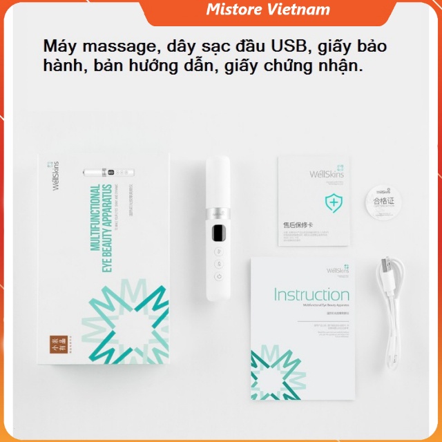 Máy massage mắt Xiaomi WellSkins WX-MY300 - Máy massage làm giảm quầng thâm và nếp nhăn mắt Xiaomi WellSkin WX-MY300