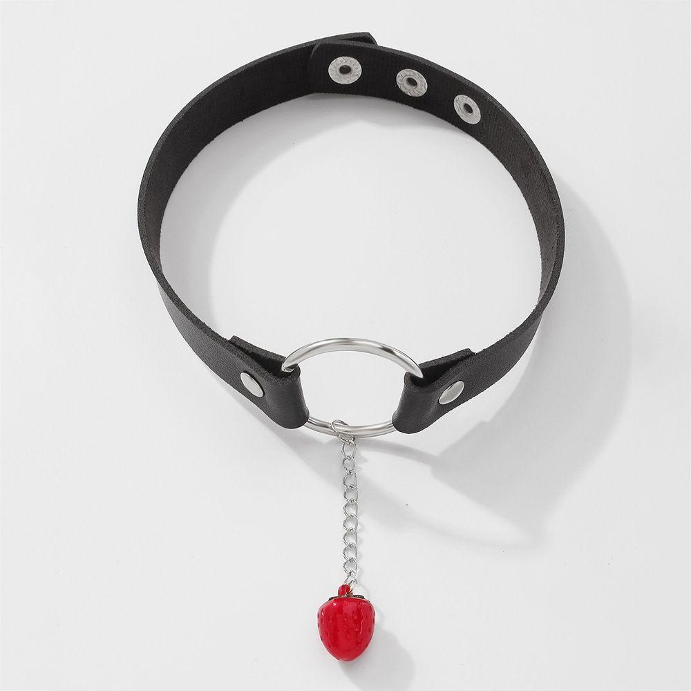 ANEMONE Vòng Cổ Da PU Đính Trái Tim Phong Cách Lolita Hàn Quốc