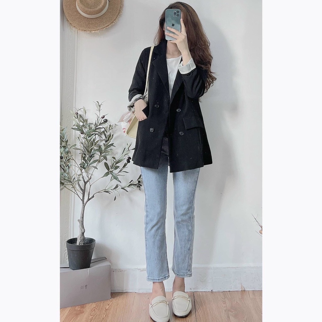 Áo blazer nữ 2 lớp - áo vest nữ màu trơn và kẻ (hàng đẹp) phong cách Ulzzang Hàn Quốc