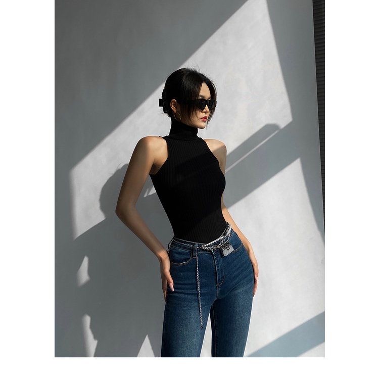 Áo QADCOL không tay cổ lọ dáng ôm thời trang quyến rũ cho nữ