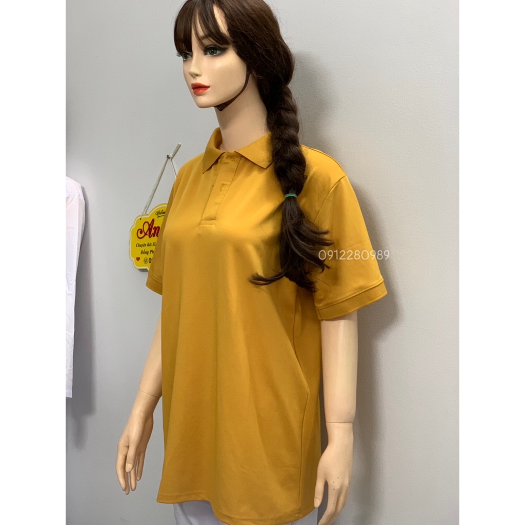 Áo thun có cổ màu vàng đất vải poly Thái cao cấp cho nam nữ _ Hình chụp thật