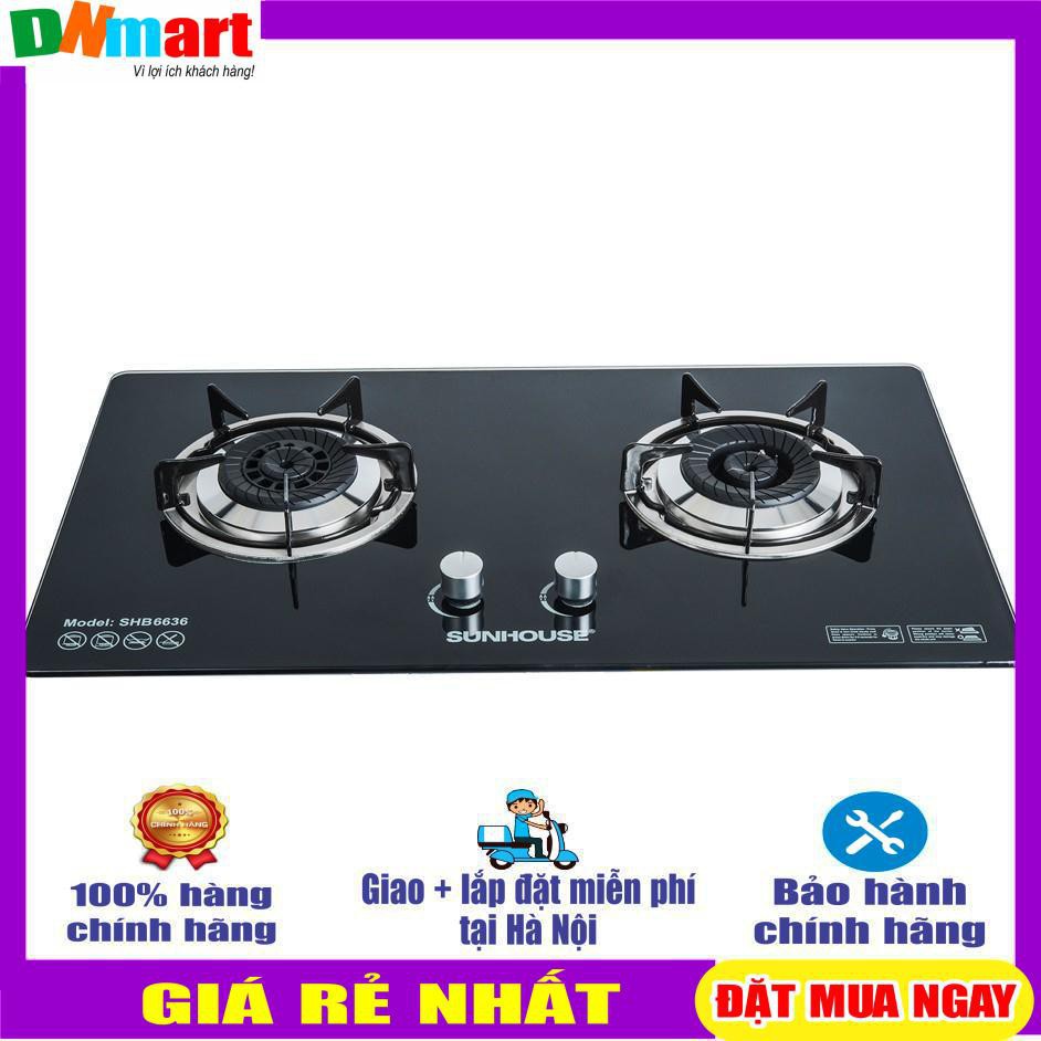 Bếp ga âm Sunhouse SHB6636 2 bếp nấu, đánh lửa IC{VẬN CHUYỂN MIỄN PHÍ + LẮP ĐẶT TẠI HÀ NỘI}