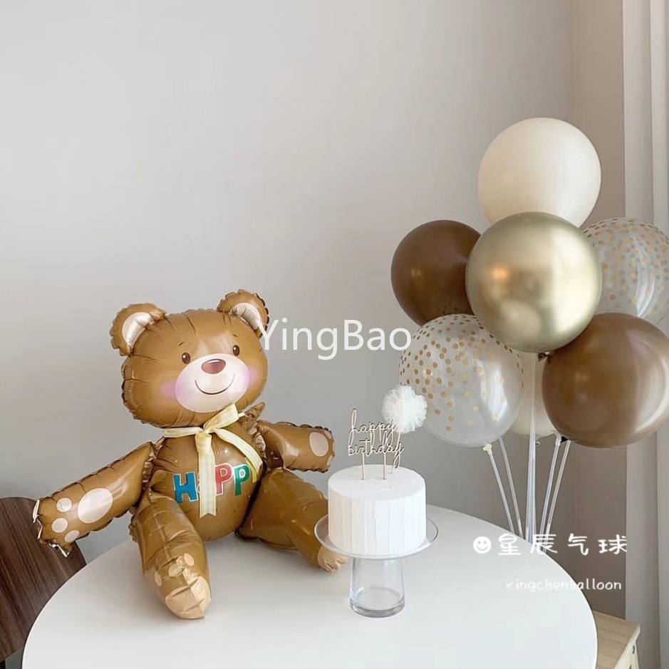 Bong Bóng Lá Nhôm Hình Gấu 3D Cỡ Lớn Trang Trí Tiệc Sinh Nhật Cho Bé