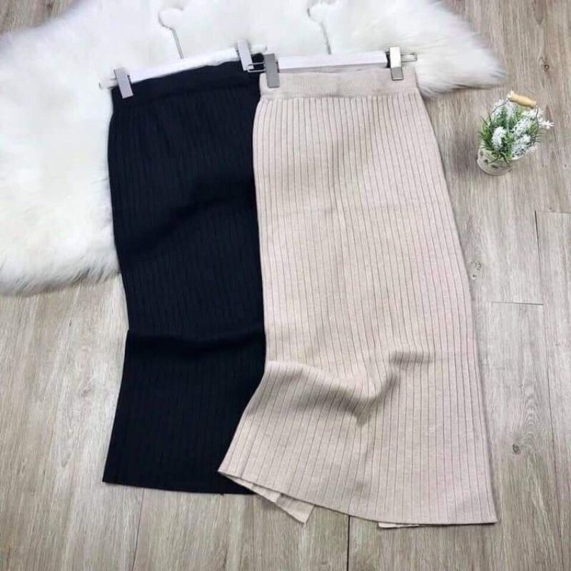 Chân váy len ôm body xẻ sau hàng qc