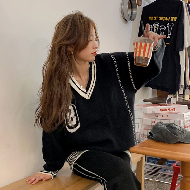 Áo Khoác Nữ Dài Tay Cổ Chữ v Form Rộng Thời Trang Hàn Mới