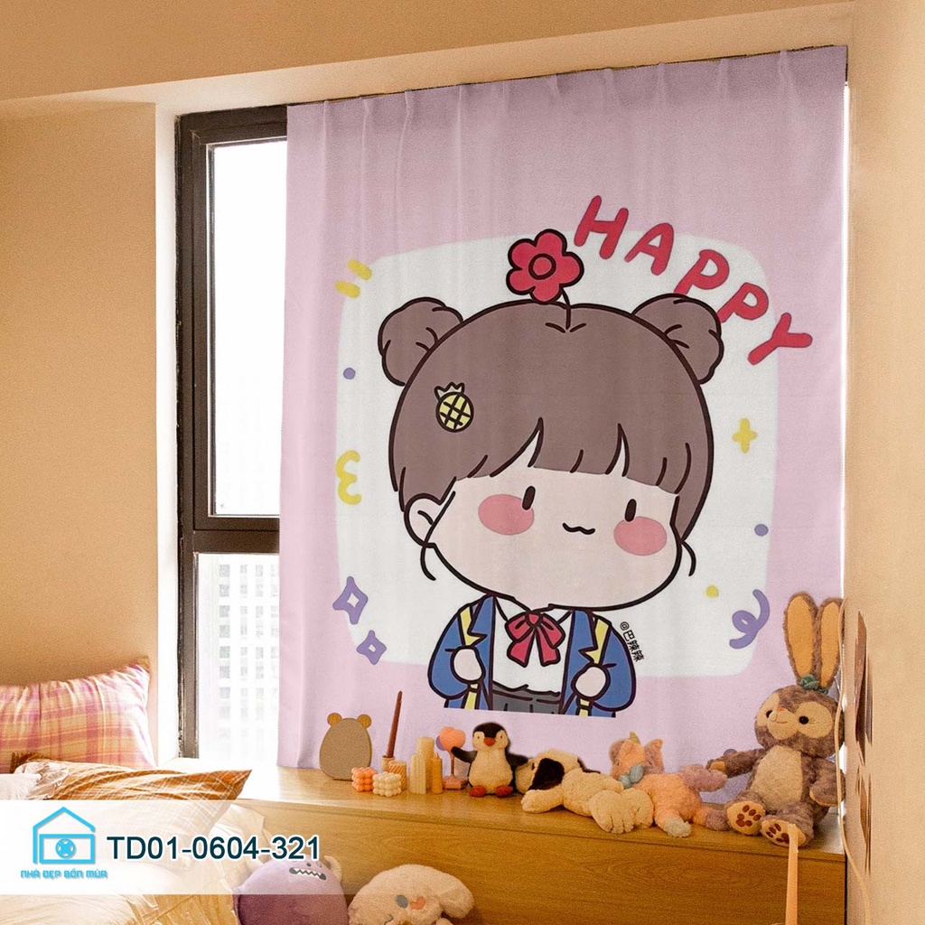 Rèm cửa sổ dán Tín Phát Decor,  rèm cửa sổ nhỏ, lớn hình Chibi dễ thương