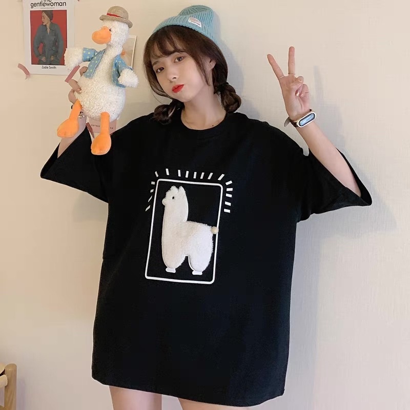 🎀 Áo phông tay lỡ basic hình con cừu cute