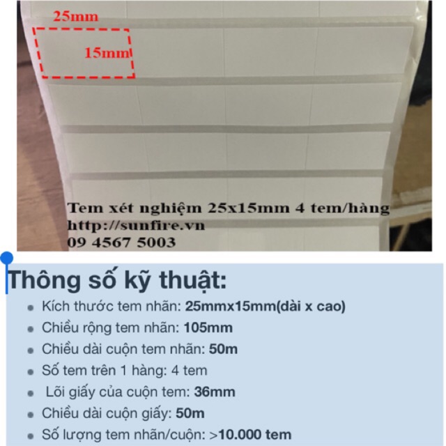 Tem dán giá, 1 hàng 4 tem 25x15-đánh dấu sản phẩm quầy thuốc, bệnh viện. Combo 3 cuộn tem 25*15*10.660 tem/cuộn