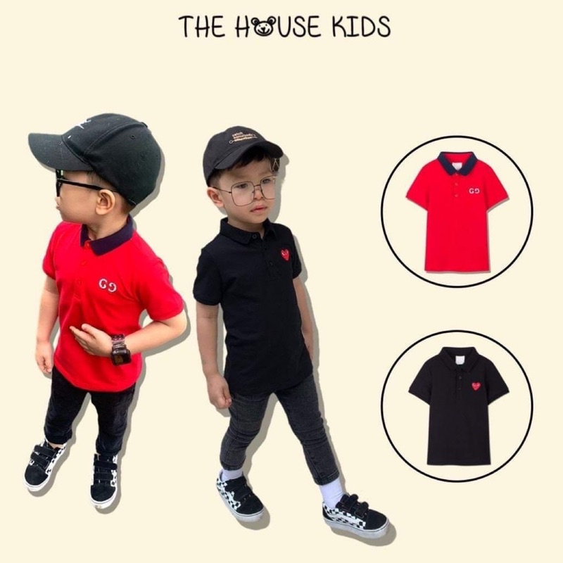 Áo Polo Bé Trai Có Cổ Áo Thun Trẻ Em Cotton Cao Cấp THE HOUSE KIDS Chữ Ngực