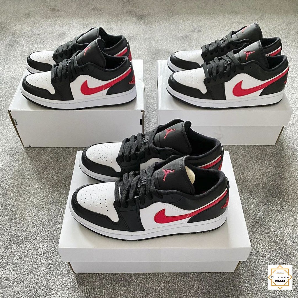 (FREESHIP+HỘP) Giày thể thao Sneakers AIR JORDAN 1 Low Siren Red Màu đen logo đỏ mũi trắng cổ thấp | BigBuy360 - bigbuy360.vn