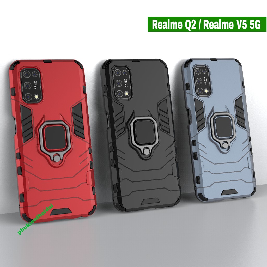 Ốp lưng Realme Q2 / Realme V5 / Realme Q3 / Q5 / Q5 Pro chống sốc Iron Man Iring giá đỡ xem phim cao cấp