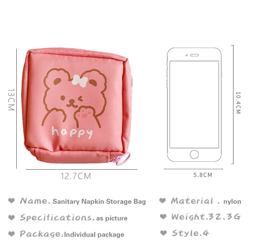Túi đựng băng vệ sinh họa tiết chú chó dễ thương phong cách Hàn Quốc