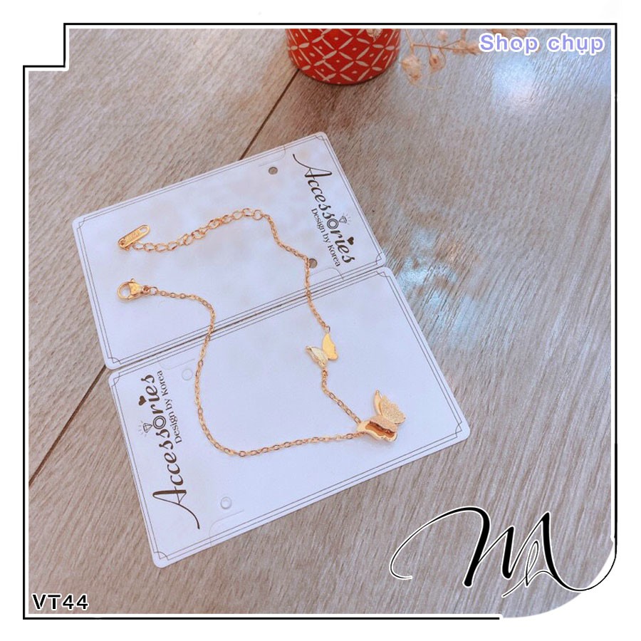 Lắc chân nữ Titan hình cánh bướm phủ kim tuyến lấp lánh dễ thương - LC20