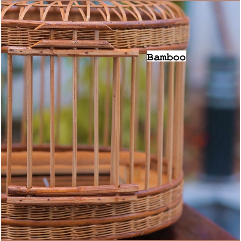 Lồng cu gáy Bamboo lồng nuôi chim cu gáy tặng kèm phụ kiện
