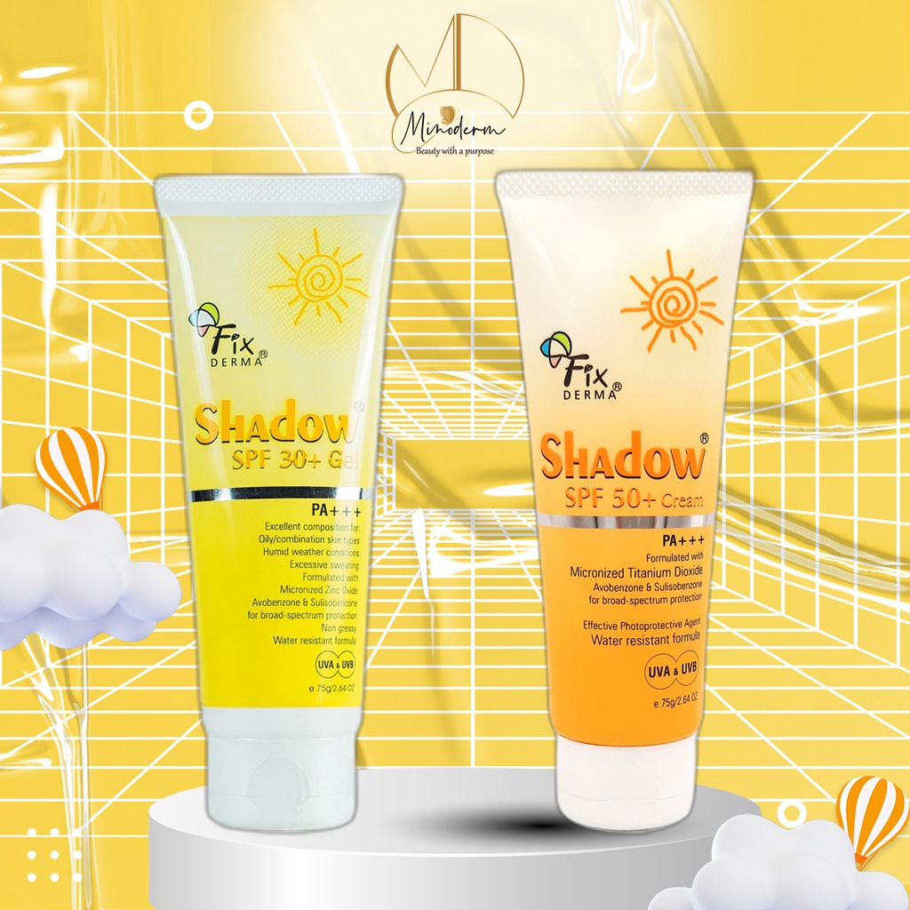 Kem chống nắng Fixderma Shadow cream SPF 50+, Spf 30 chống nắng cho da mặt và toàn thân 75g