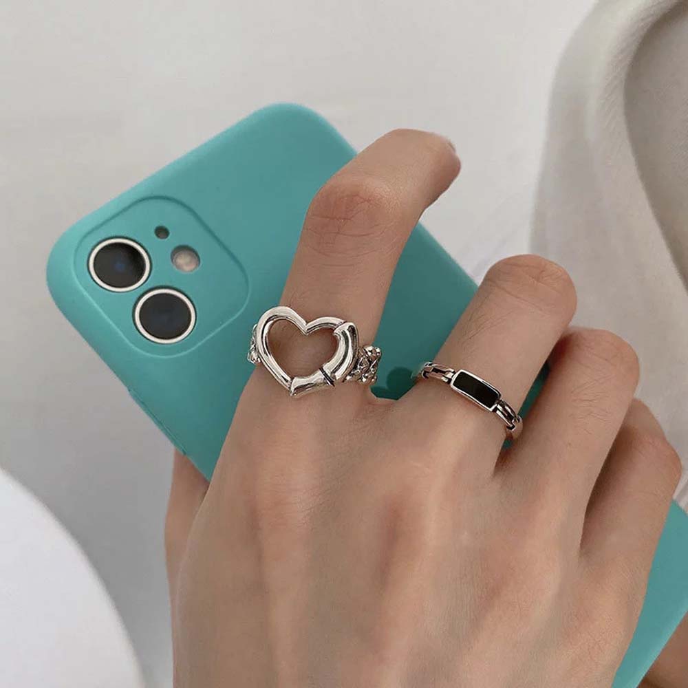 Nhẫn kim loại mạ bạc phong cách Hàn Quốc cổ điển dành cho nữ