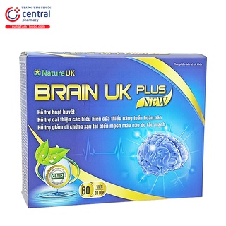 BRAIN UK PLUS 👉 BỔ NÃO DƯỠNG NÃO 👈 hoạt huyết, tăng máu lên não hộp 60 viên, sản xuất từ nguyên liệu nhập khẩu từ UK